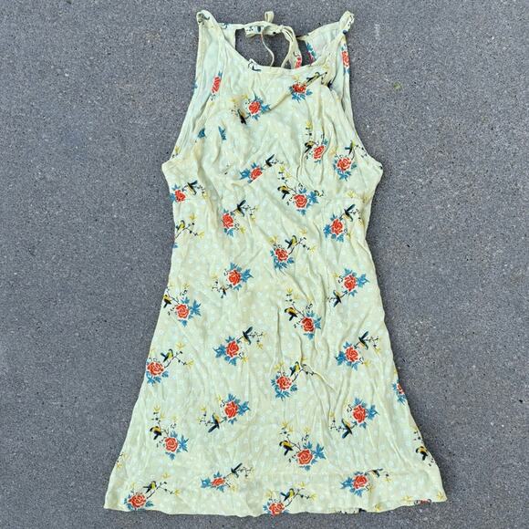 Urban Outfitters Mabel Floral Sleeveless High Neck Mini Dress Keyhole Back US 2 - Picture 3 of 10